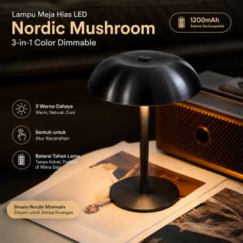 RTO Lampu Meja Hias LED Nordic Mushroom 3in1 Color Dimmable 1200mAh - HA-230