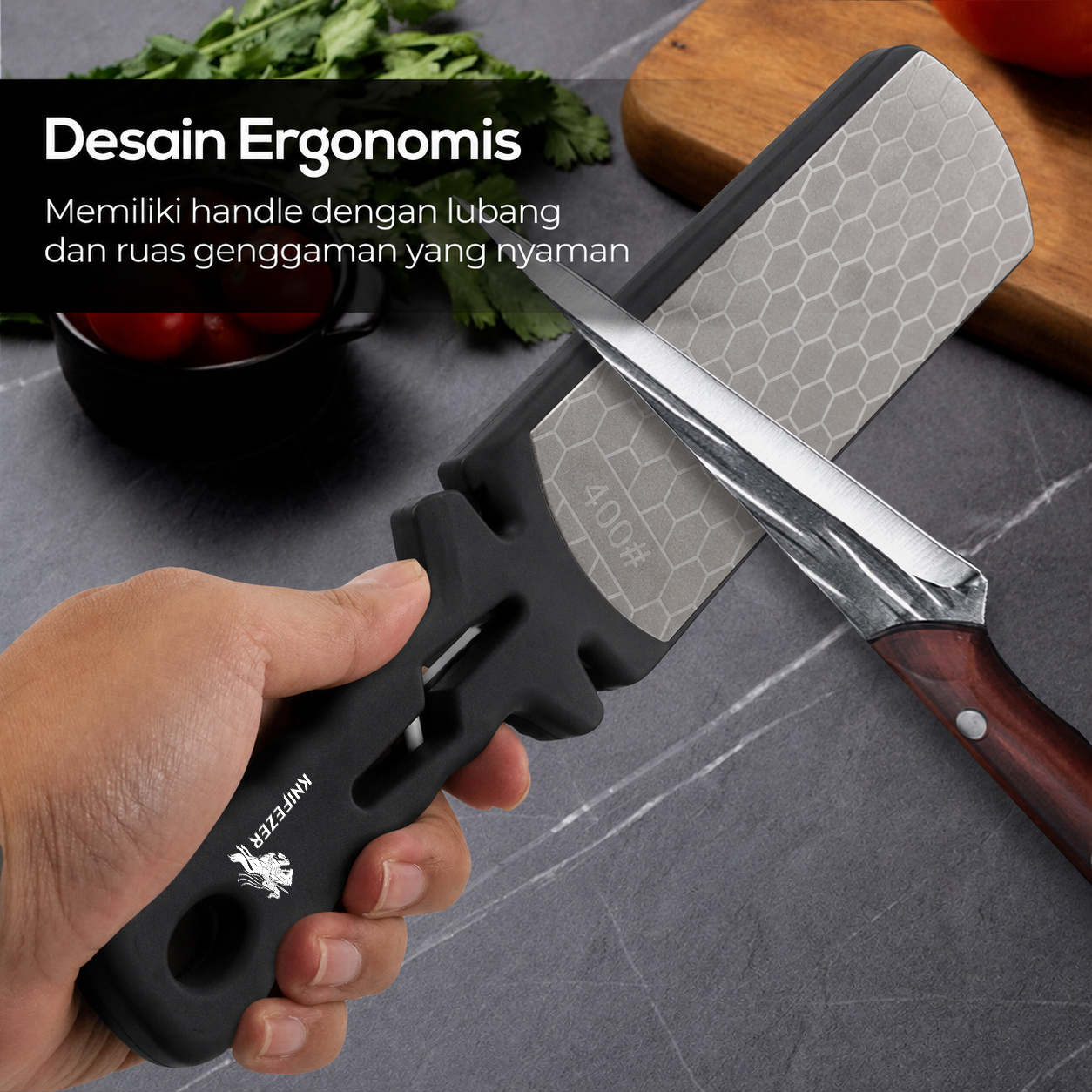 Gambar produk KNIFEZER Pengasah Pisau 5in1 Double Side Diamond Sharpening Knife - B216L - 1