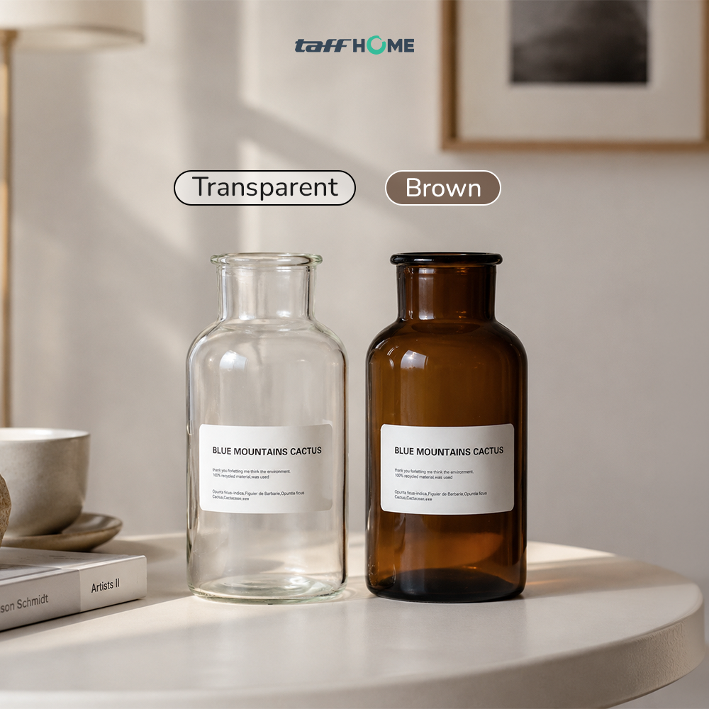 Gambar produk TaffHOME Vas Bunga Botol Kaca Aesthetic Bottle Vase Flower Pot 500ml - EN549 - 7