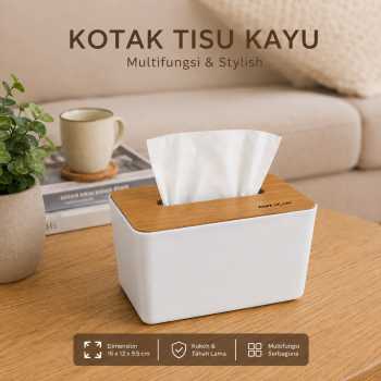 TaffHOME Kotak Tisu Kayu Multifungsi Tissue Box 16x12x9.5cm - ZJ06