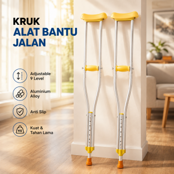 Moveta Tongkat Ketiak Kruk Alat Bantu Jalan Adjustable 9 Level 1 Pair - FST8150