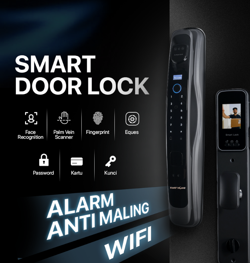 Gambar produk TaffHOME Smart Door Lock Palm Vein Face Recognition App Fingerprint - RF24 - Utama