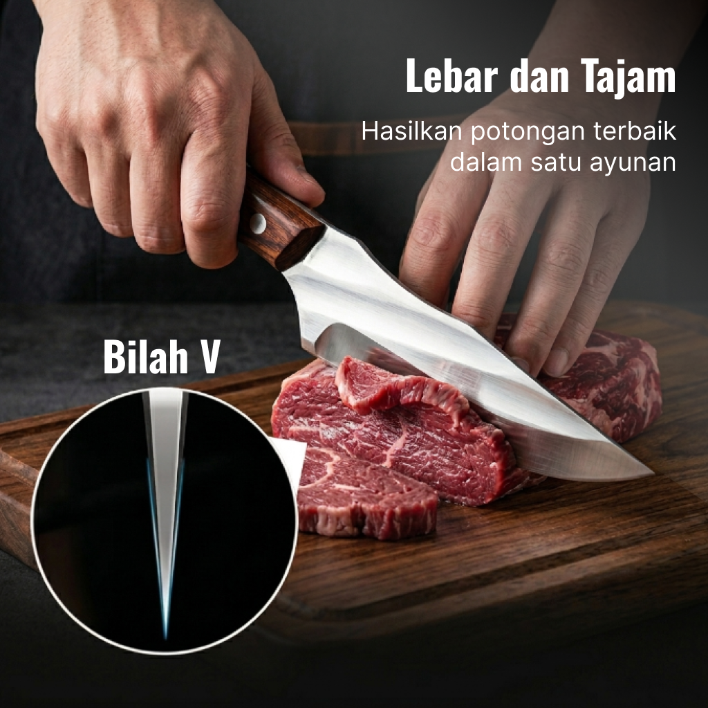 Gambar produk KNIFEZER Pisau Daging Stainless Steel 4Cr13 Forged Butcher Knife - K09 - 1