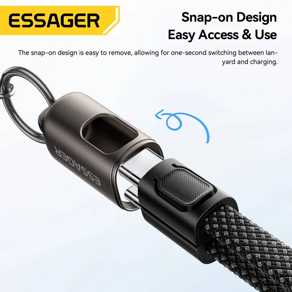 Gambar produk ESSAGER Kabel Charger USB Type C Lanyard Fast Charging 3A 60W 30cm - ES-X84 - 2