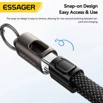 Gambar produk ESSAGER Kabel Charger USB Type C Lanyard Fast Charging 3A 60W 30cm - ES-X84 - 2