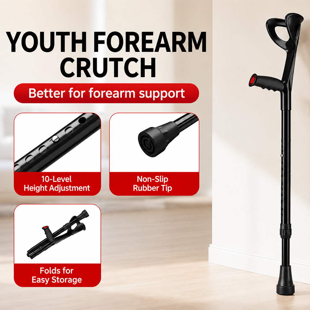 Gambar produk BXA Alat Bantu Tongkat Jalan F Lipat Walking Stick Crutch Adjustable - YC8200E - Utama