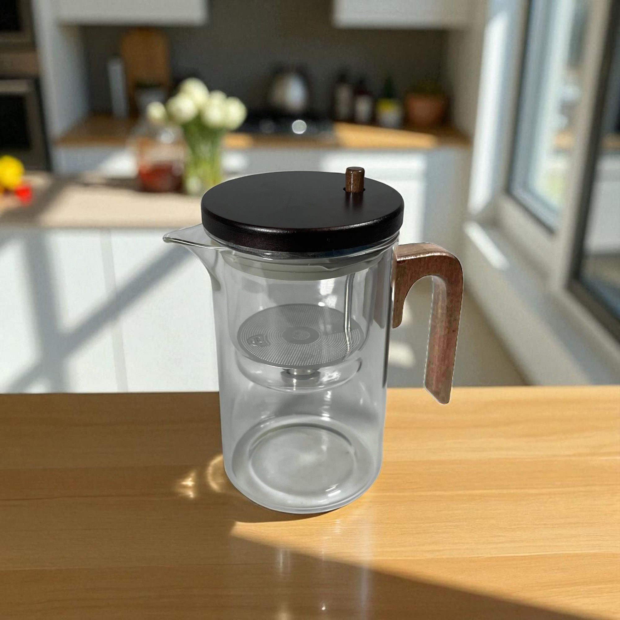 Gambar produk One Two Cups Teko Teh Kaca Tahan Panas One Click Filter Magnet Teapot 600ml - TR-68 - 1