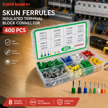 Taffware Skun Ferrules Insulated Terminal Block Connector 400 PCS - VE-400