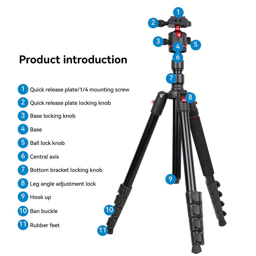 Gambar produk APEXEL Tripod Kamera Profesional Pan Head 360 Panoramic 1.73M - APL-JJ031 - 5