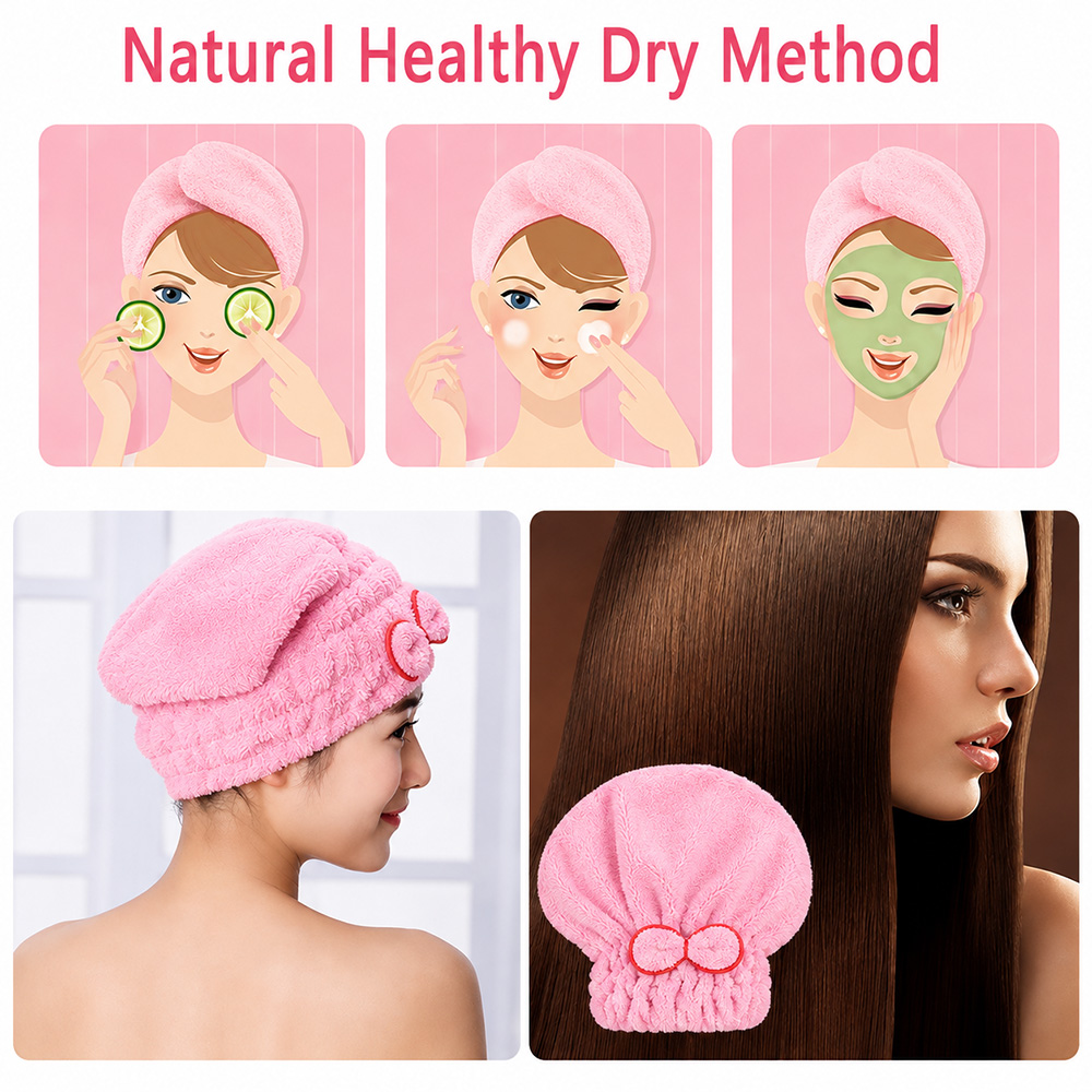 Gambar produk Anller Handuk Pengering Rambut Kepala Hair Wrap Drying Coral Fleece - FO80 - 5