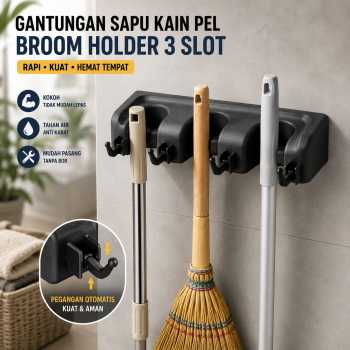 ORAIN Gantungan Sapu Kain Pel Broom Storage Rack Hook Wall Mounted - OR312