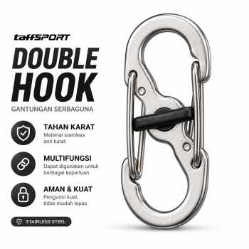 TaffSPORT Carabiner Metal Double Hook Spring Lock Gantungan Kunci 50kg - AT17