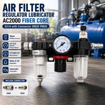 Gambar produk Gene Air Filter Regulator Lubricator Kompresor G1/4 with Konektor Fiber Core - AC2000 - Utama
