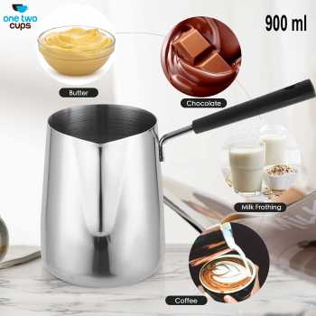 Gambar produk One Two Cups Gelas Jug Melted Butter Pot Stainless Steel Long Handle 900ml - S07