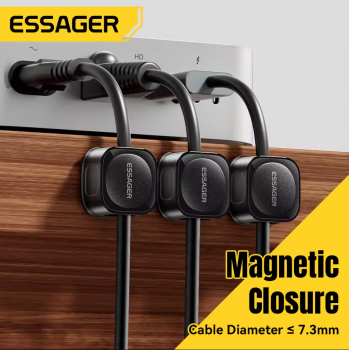 ESSAGER Magnetic Cable Organizer Klip Penjepit Kabel 4 Roller 3 PCS - EGXQ-LK01-3P