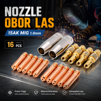 Gambar produk JINGU Nozzle Obor Las Welding Torch Tip Holder 15AK MIG 1.0mm 16 PCS