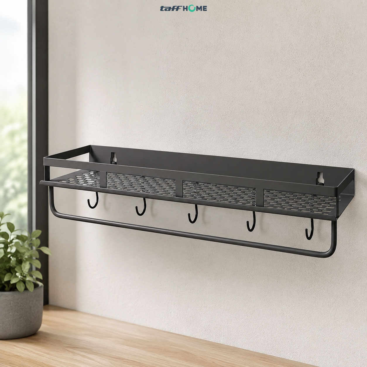 Gambar produk TaffHOME Rak Gantung Kamar Mandi Bathroom Organizer Rack Carbon Steel - YJ10 - 1