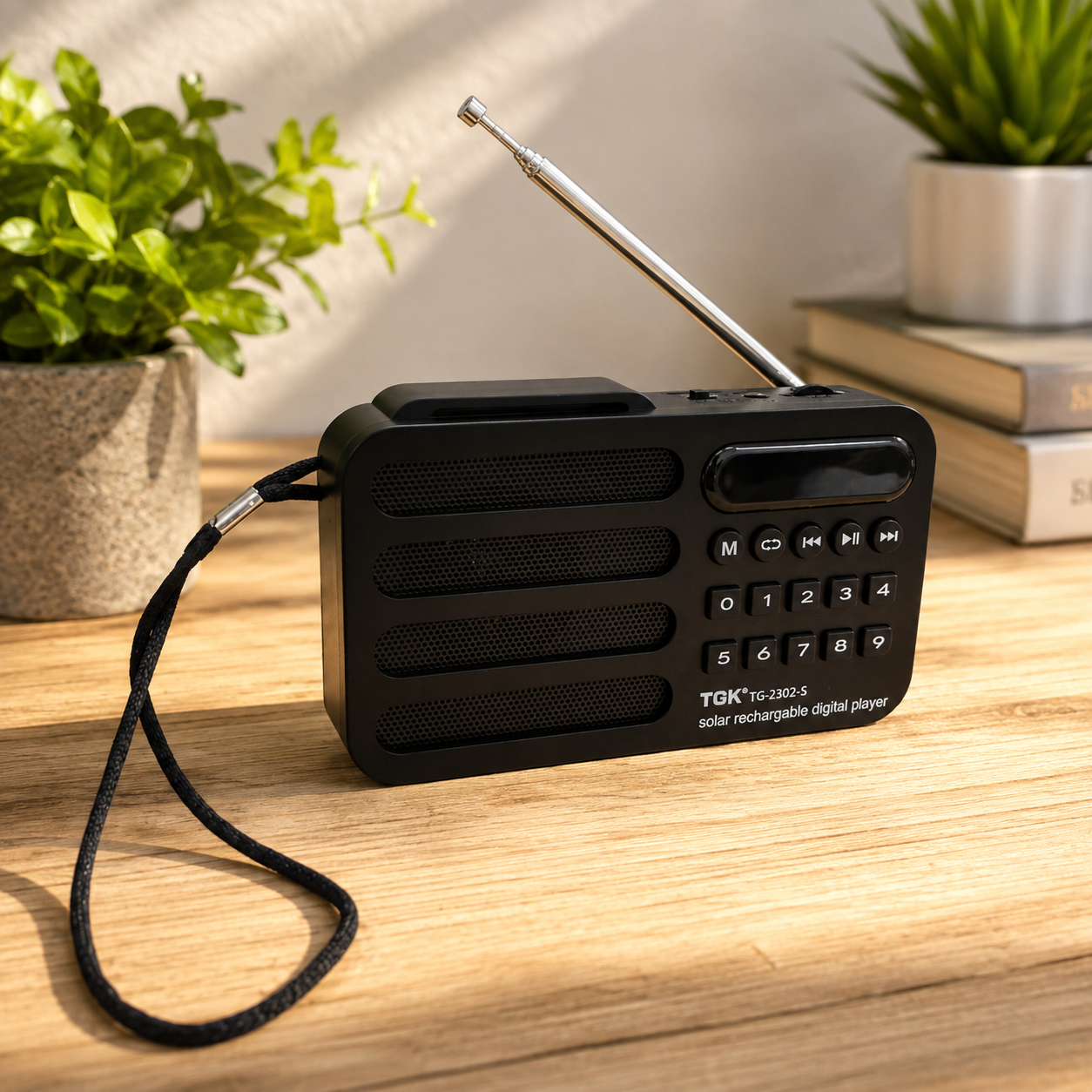 Gambar produk TGK Portable Pocket Radio FM Bluetooth Solar Rechargeable 1200mAh - TG-2302-S - 1