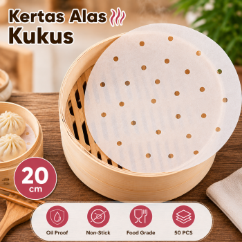 STRIM Kertas Alas Kukus Dimsum Bakpau Food Grade Non Stick 50 PCS - BK-10