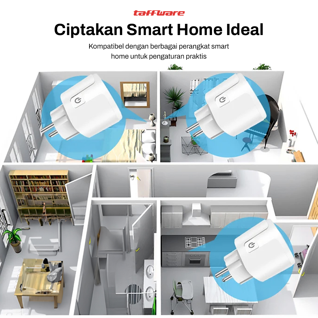 TaffHOME Steker Smart Plug Socket EU Plug Tuya WiFi 16A 240V 3000W - S21 Gambar produk TaffHOME Steker Smart Plug Socket EU Plug Tuya WiFi 16A 240V 3000W - S21 - 5