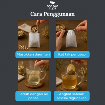 Gambar produk One Two Cups Kantong Teh Celup Kain Saringan Tea Bag Disposable 100PCS 5.5x7cm - M100 - 7