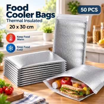 ELE Kantong Pendingin Makanan Cooler Thermal Insulated Bag 50 PCS - 20x30cm Silver
