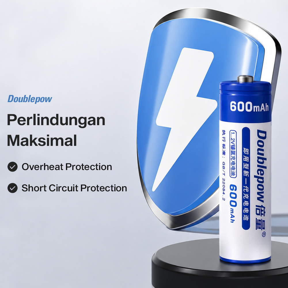 Gambar produk Doublepow Baterai Isi Ulang AA Recharge Ni-MH Button Top 600mAh 1.2V - 4