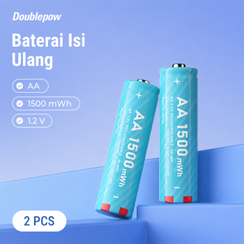 Doublepow Baterai Isi Ulang AA Ni-MH Button Top 1500mWh 1.2V 2PCS