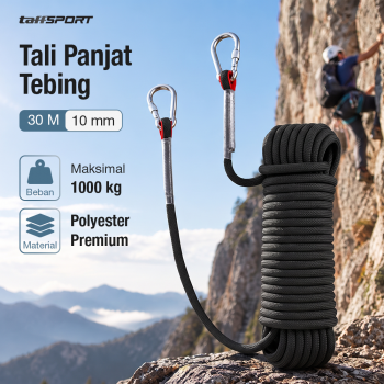 Gambar produk TaffSPORT Tali Paracord Panjat Tebing Climbing Rope Steel Buckle 10mm Panjang 30M - 24KN
