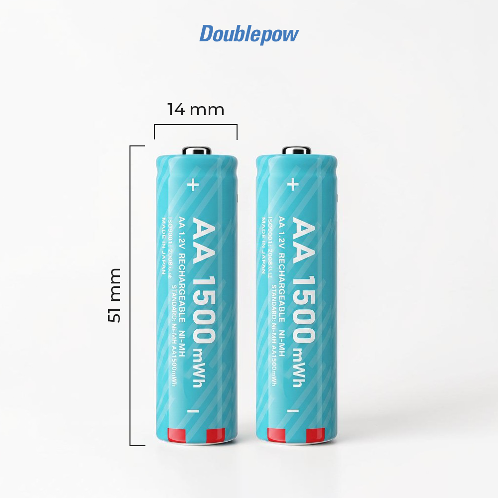 Gambar produk Doublepow Baterai Isi Ulang AA Ni-MH Button Top 1500mWh 1.2V 2PCS - 8