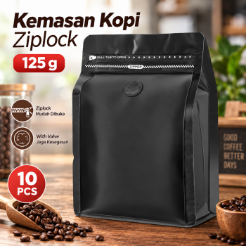One Two Cups Kemasan Kopi Standing Pouch Ziplock with Valve 10 PCS - KF-10