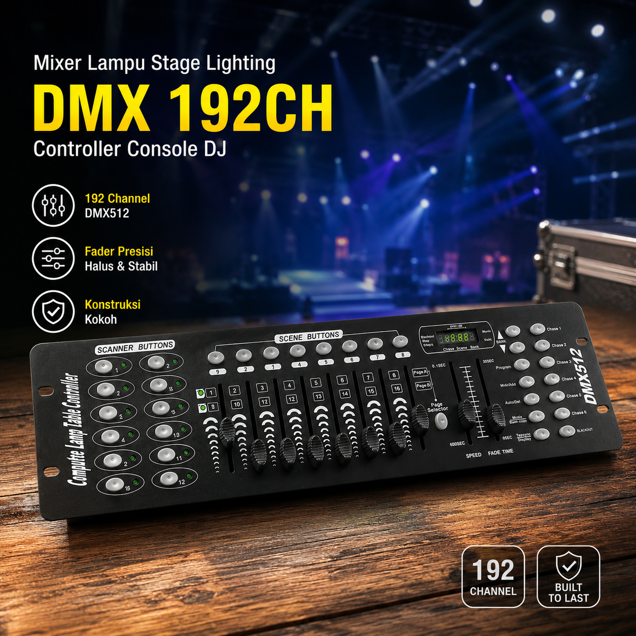 Gambar produk SHEHDS Mixer Lampu Stage Lighting Controller DMX Console DJ 192CH - SHE-DMX512 - Utama