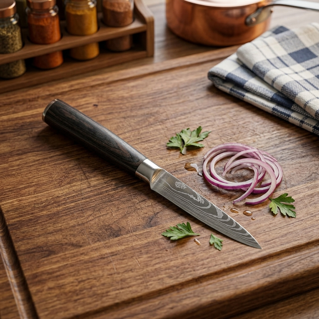 Gambar produk KNIFEZER Pisau Dapur Daging Sayur Roti Damascus Pattern Stainless 3.5 Paring Knife - 4