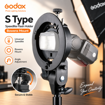 Gambar produk Godox S Type Speedlite Bracket Flash Holder Lampu Kamera Bowens Mount