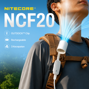 NITECORE Kipas Angin Portable Clip On 3 Speed Level USB C with Bracket - NCF20