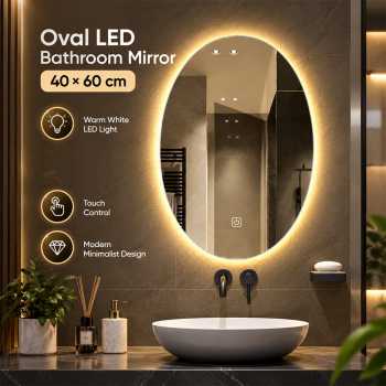 Gambar produk Acr Cermin Aesthetic Kapsul Dinding LED Makeup Wall Mirror Bathroom 40x60cm - 1065