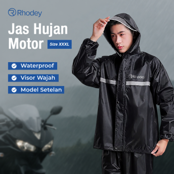 Gambar produk Rhodey Pole Jas Hujan Setelan Motor Hoodie Visor Raincoat Waterproof XXXL - ZY-10