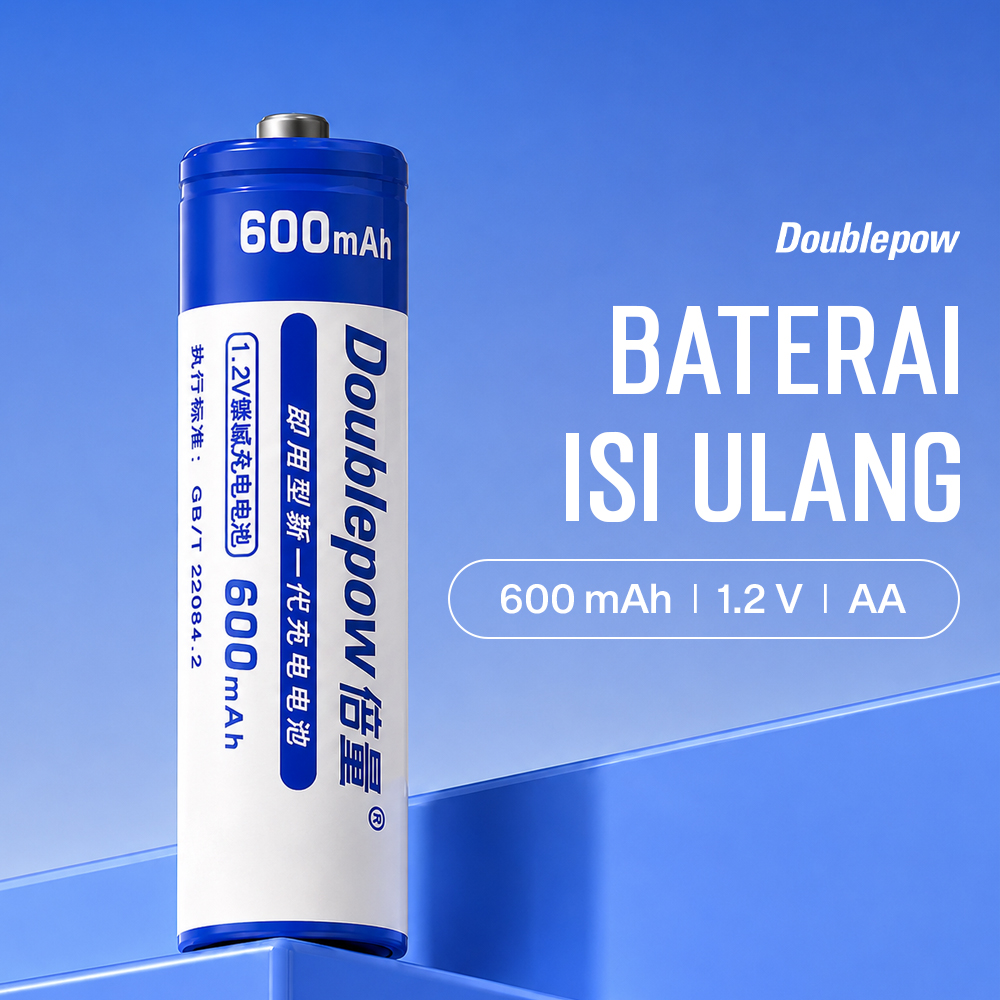 Gambar produk Doublepow Baterai Isi Ulang AA Recharge Ni-MH Button Top 600mAh 1.2V - Utama