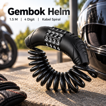 Gambar produk Miskall Gembok Helm Sepeda Motor Kunci Kombinasi Angka 4 Digit 1.5M - T608