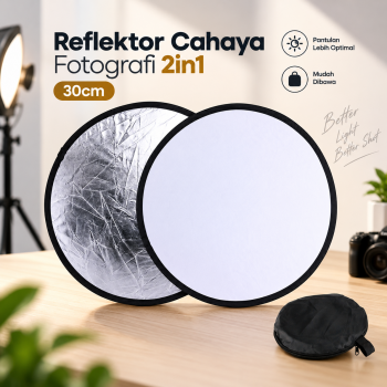 Gambar produk TaffSTUDIO Reflektor Cahaya Fotografi Studio 2in1 Foldable 30cm - TF-30