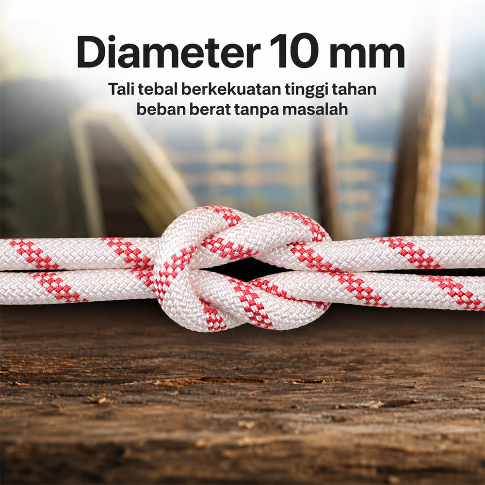 Gambar produk TaffSPORT Tali Paracord Panjat Tebing Tenda Outdoor Rope Steel Buckle 10mm 20M - SC12 - 2
