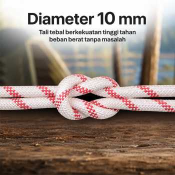 Gambar produk TaffSPORT Tali Paracord Panjat Tebing Tenda Outdoor Rope Steel Buckle 10mm 20M - SC12 - 2