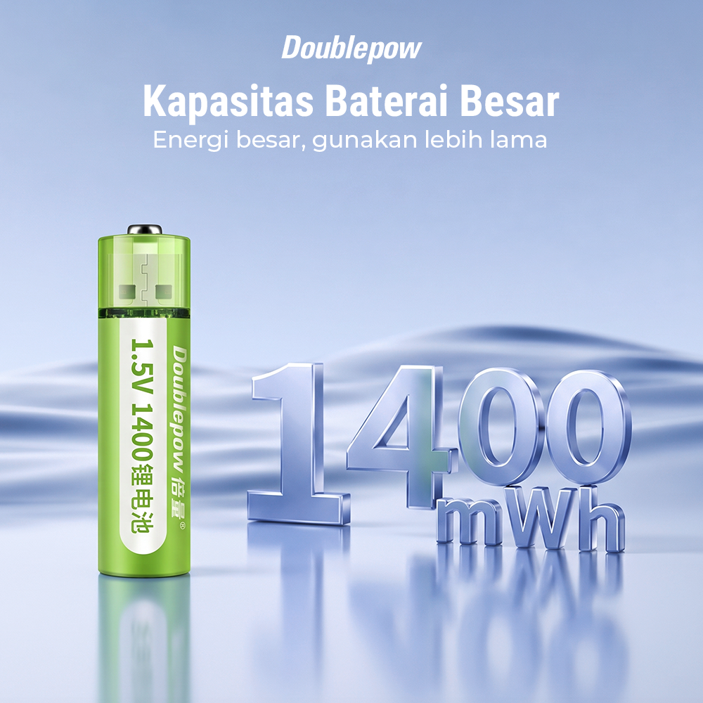 Gambar produk Doublepow Baterai Isi Ulang AA Li-Ion Button Top 1400mWh 1.5V 1 PCS - 1