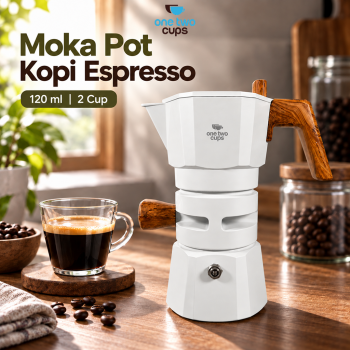 One Two Cups Moka Pot Kopi Espresso Thermostat Double Valve 2Cup 120ml - L35T