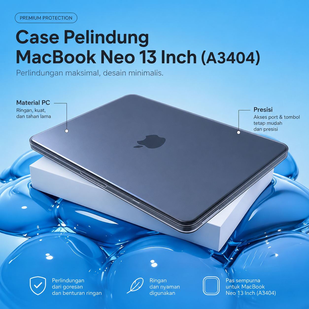 Gambar produk WCOVE Crystal Case Pelindung Laptop Cover MacBook Neo A18 13 Inch - A3404 - Utama