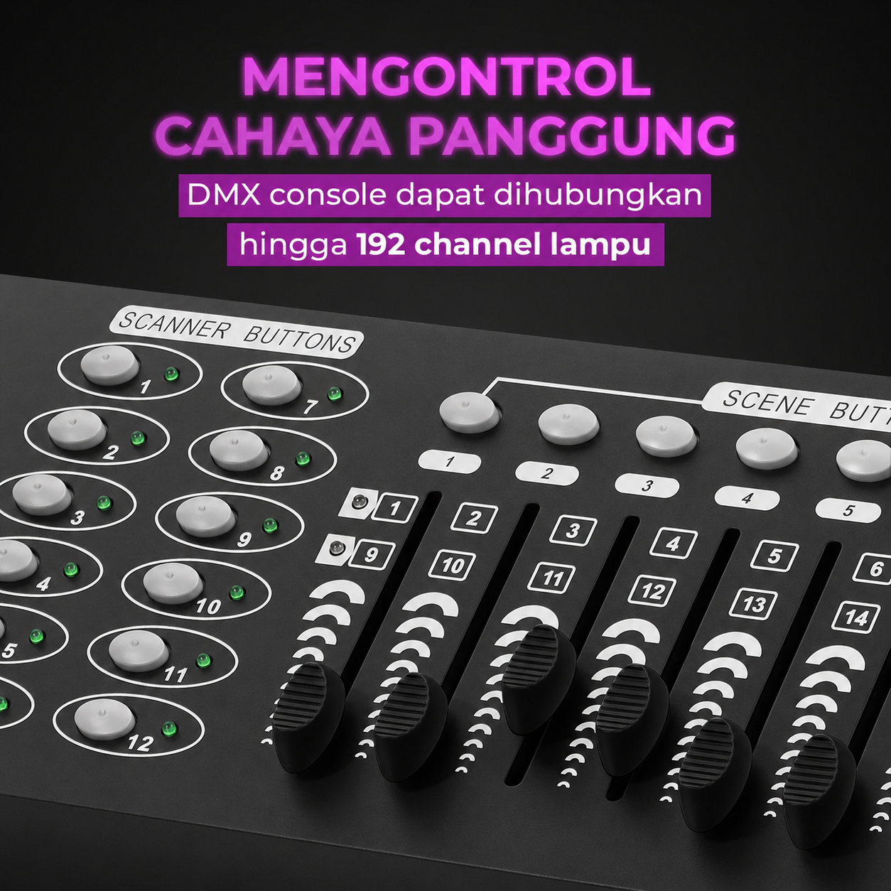 Gambar produk SHEHDS Mixer Lampu Stage Lighting Controller DMX Console DJ 192CH - SHE-DMX512 - 3