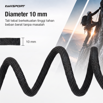 Gambar produk TaffSPORT Tali Paracord Panjat Tebing Climbing Rope Steel Buckle 10mm Panjang 30M - 24KN - 1