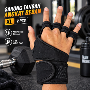 Gambar produk KANCOOL Sarung Tangan Angkat Beban Anti Slip Weight Lifting XL 2 PCS - A-154