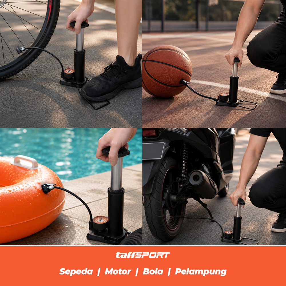 Gambar produk TaffSPORT Pompa Sepeda Portable Light Mini Floor Pump 160 PSI - PM50 - 5