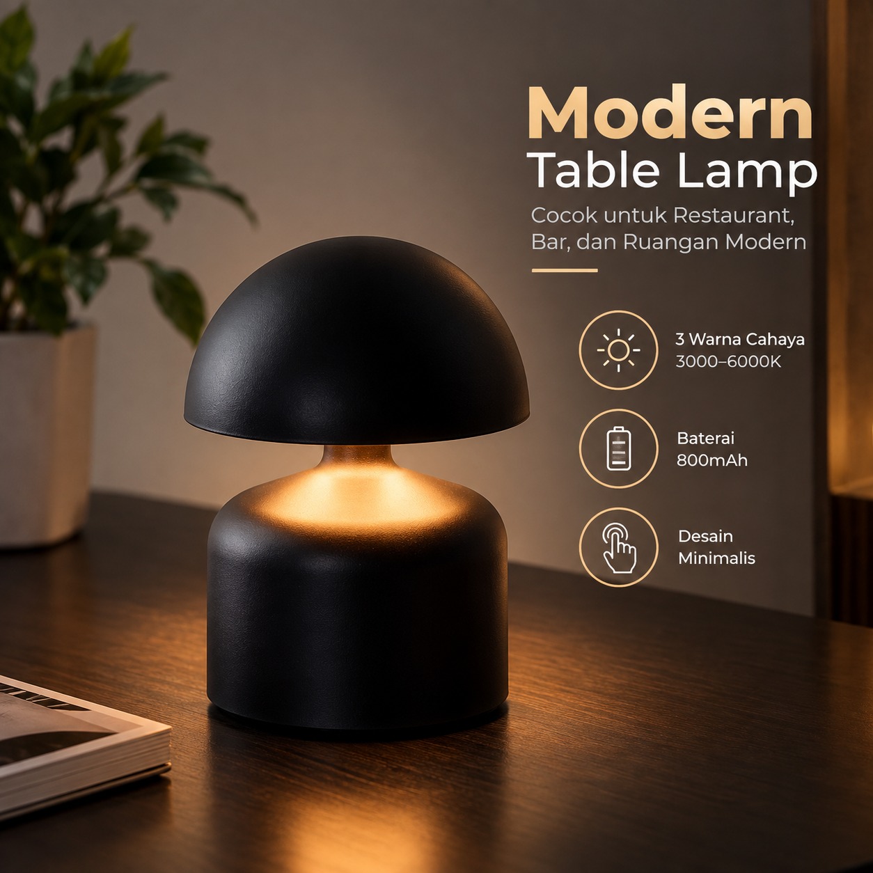 Gambar produk TaffLED Lampu Meja Hias LED Restaurant Bar 3 Color 3000-6000K 800mAh - XV-80 - Utama